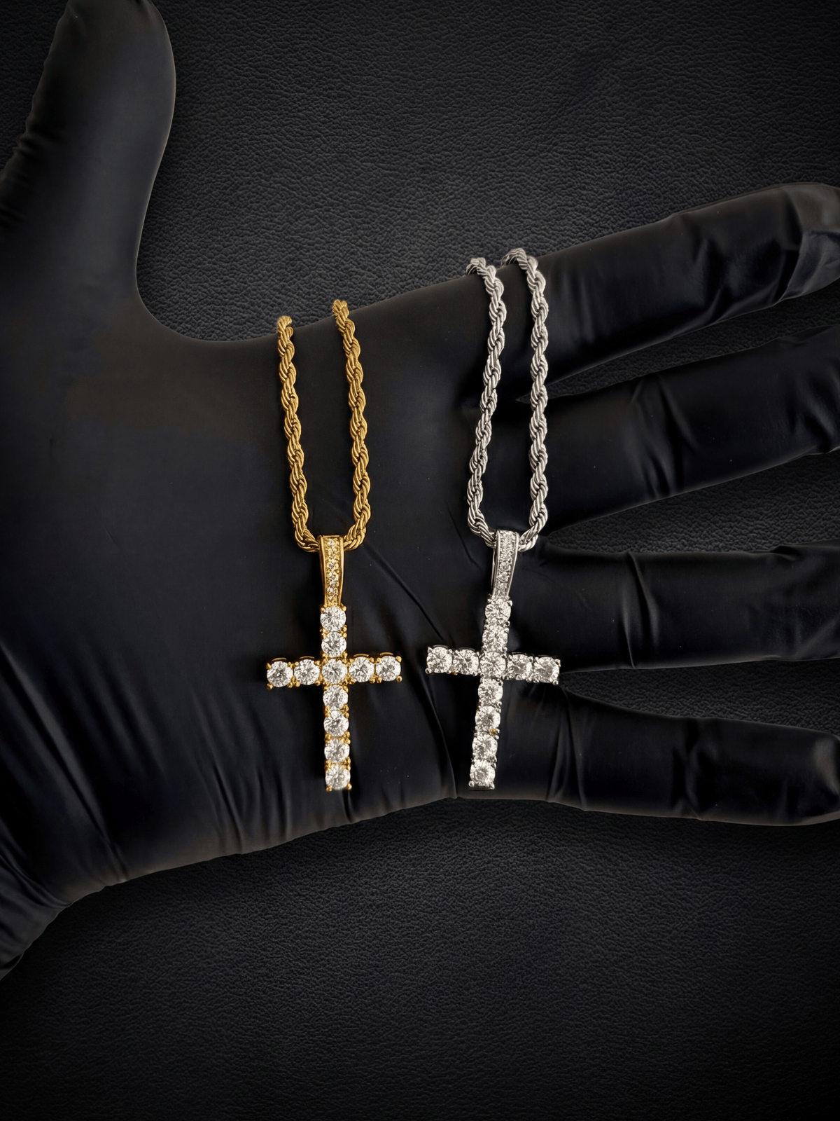 Gold Filled Diamond Cross Pendant on 3mm Rope Chain