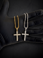 Gold Filled Diamond Cross Pendant on 3mm Rope Chain