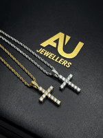 Gold Filled Diamond Cross Pendant on 3mm Rope Chain