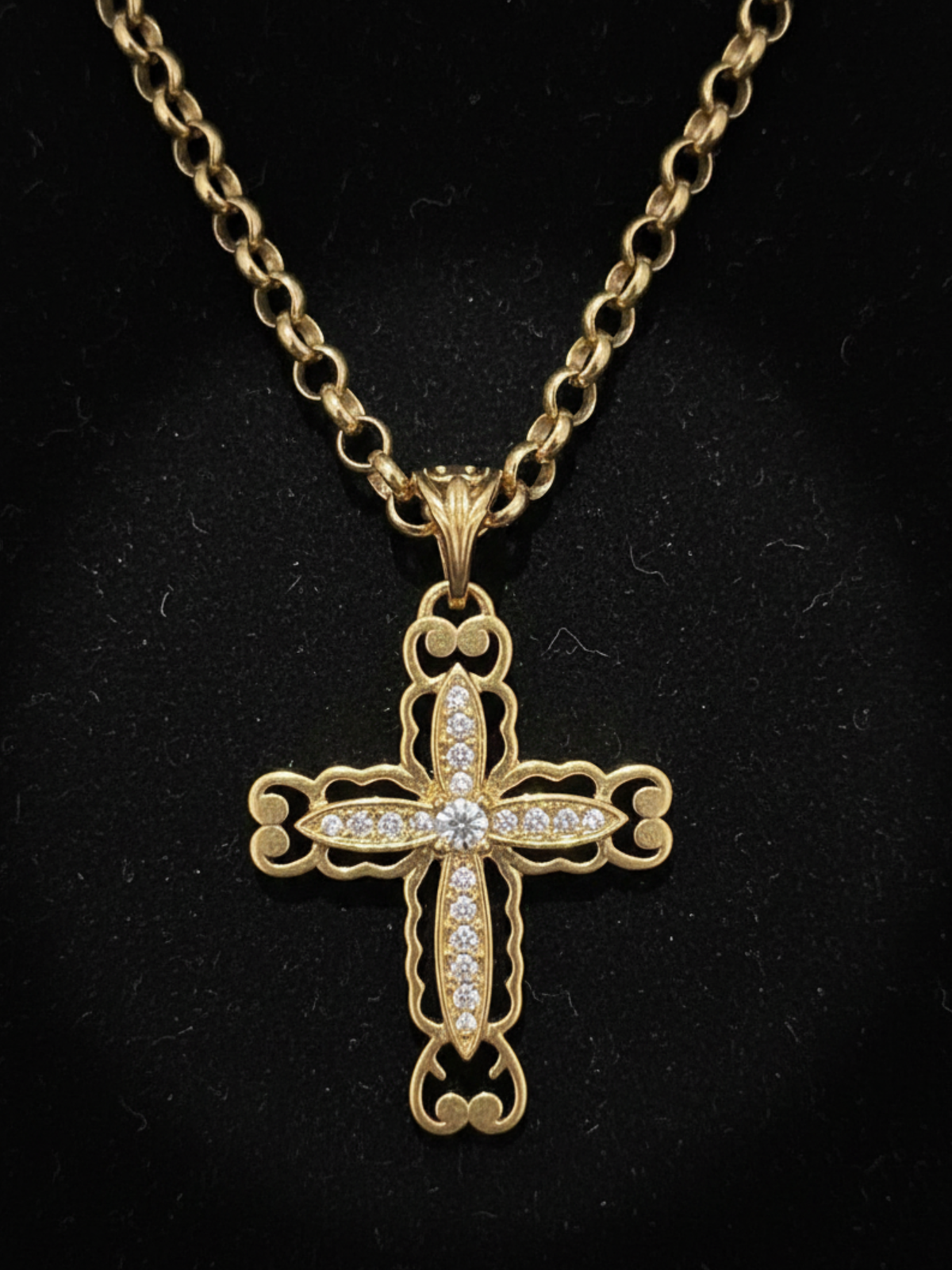 Gold Filled Cross Pendant on 5mm Belcher Chain