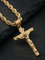 Gold Filled Crusifix Pendant On A 6mm Rope Chain