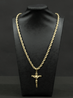 Gold Filled Crusifix Pendant On A 6mm Rope Chain