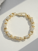 White Gold Filled Diamond Gypsy Link Belcher Bracelet 10mm