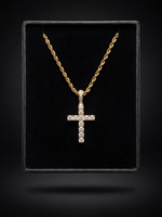 🎁 Gold Filled Diamond Cross Pendant on 3mm Rope Chain (100% off)