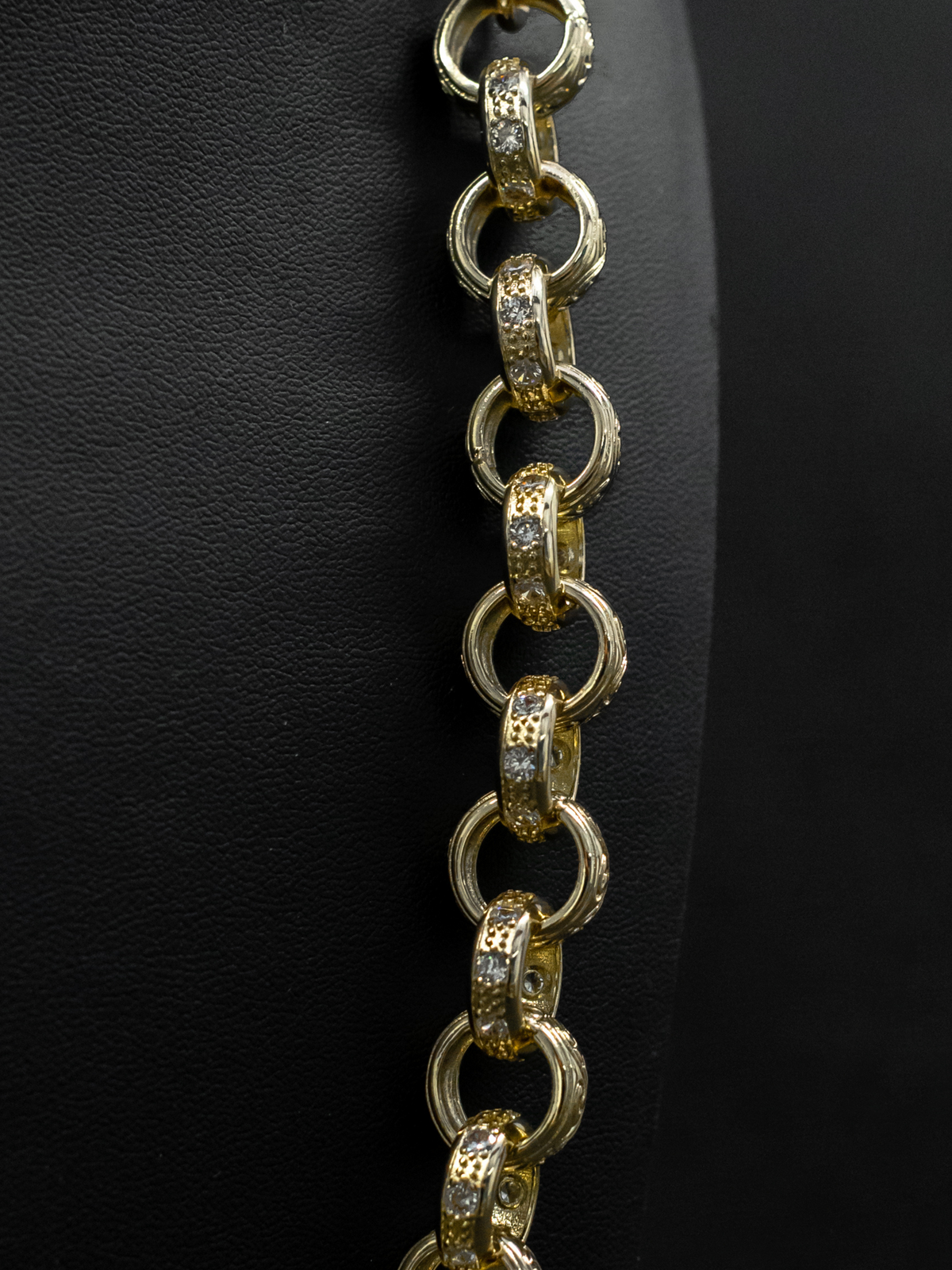 9ct Gold Filled Patterned & Diamond Belcher Chain 14mm