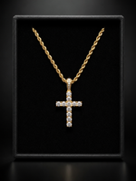 Gold Filled Diamond Cross Pendant on 3mm Rope Chain