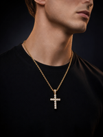 Gold Filled Diamond Cross Pendant on 3mm Rope Chain