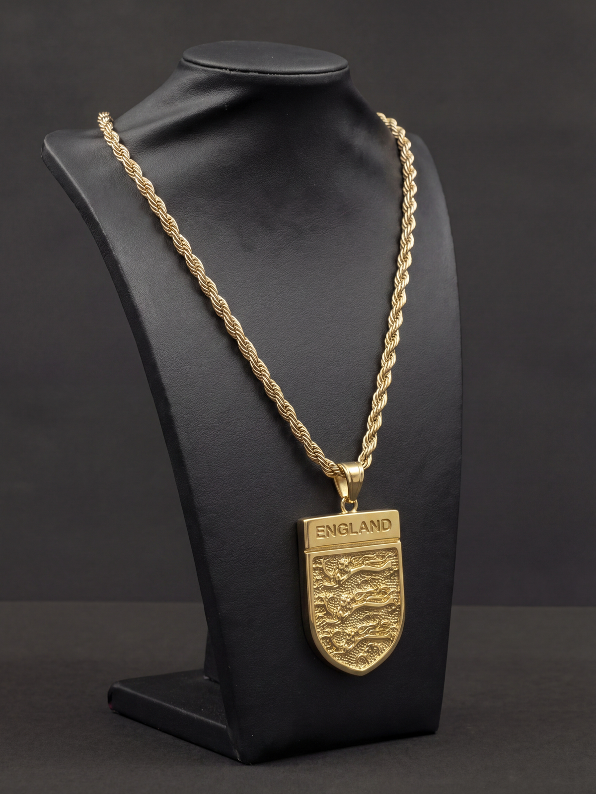 Gold Filled England Football Badge Pendant With Chain