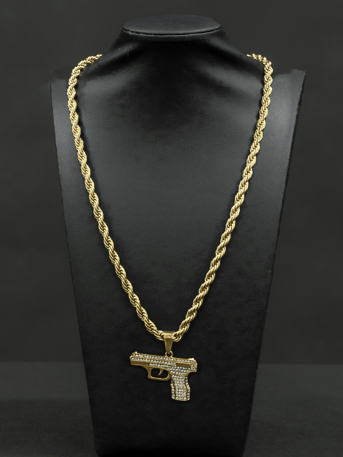 Gold Filled Glock Pendant On A 6mm Rope Chain
