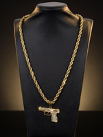Gold Filled Glock Pendant On A 6mm Rope Chain