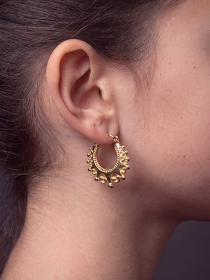Kids 9ct Gold filled Creole Earrings worn on model, close-up