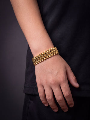 Kids Gold Filled Presidential Bracelet 15mm worn on model