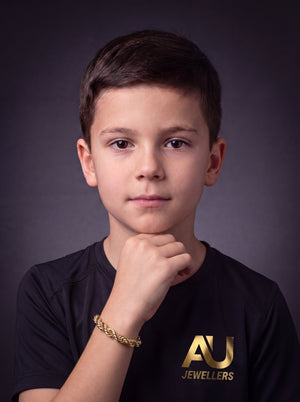 Kids 9ct Gold Filled Rope Bracelet 12mm worn on model