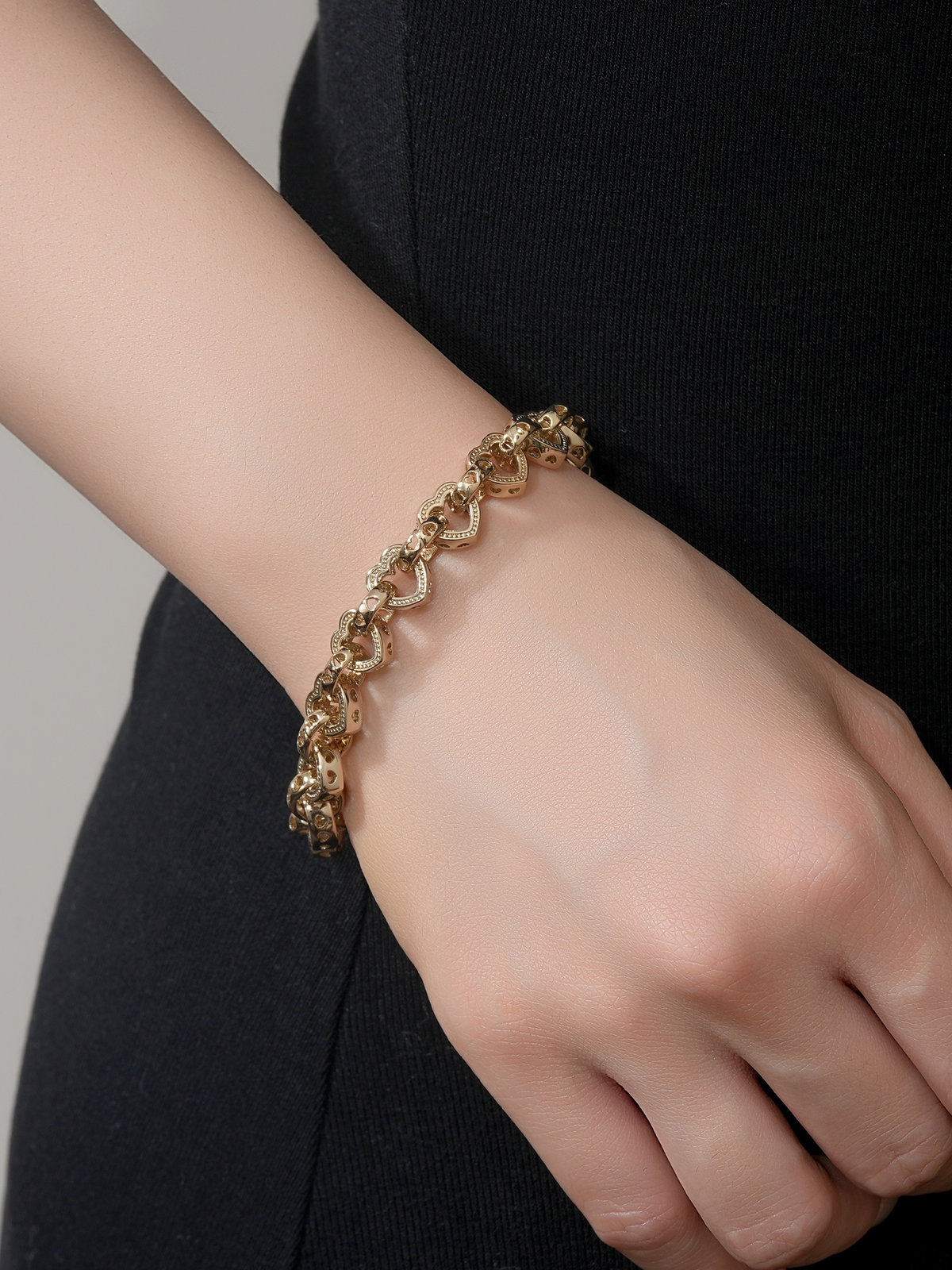 9ct Gold Filled Love Heart Belcher Bracelet 9mm