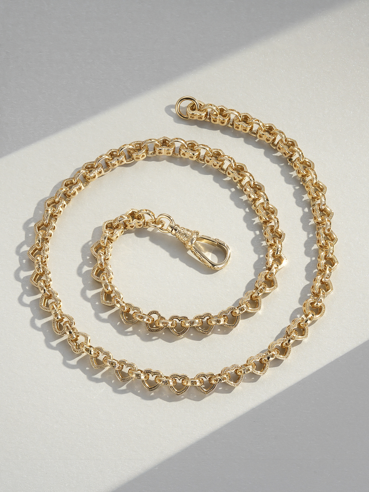 9ct Gold Filled Love Heart Belcher Chain 9mm