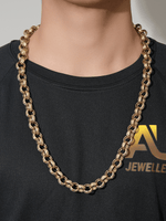 9ct Gold Filled Patterned & Diamond Belcher Chain 14mm