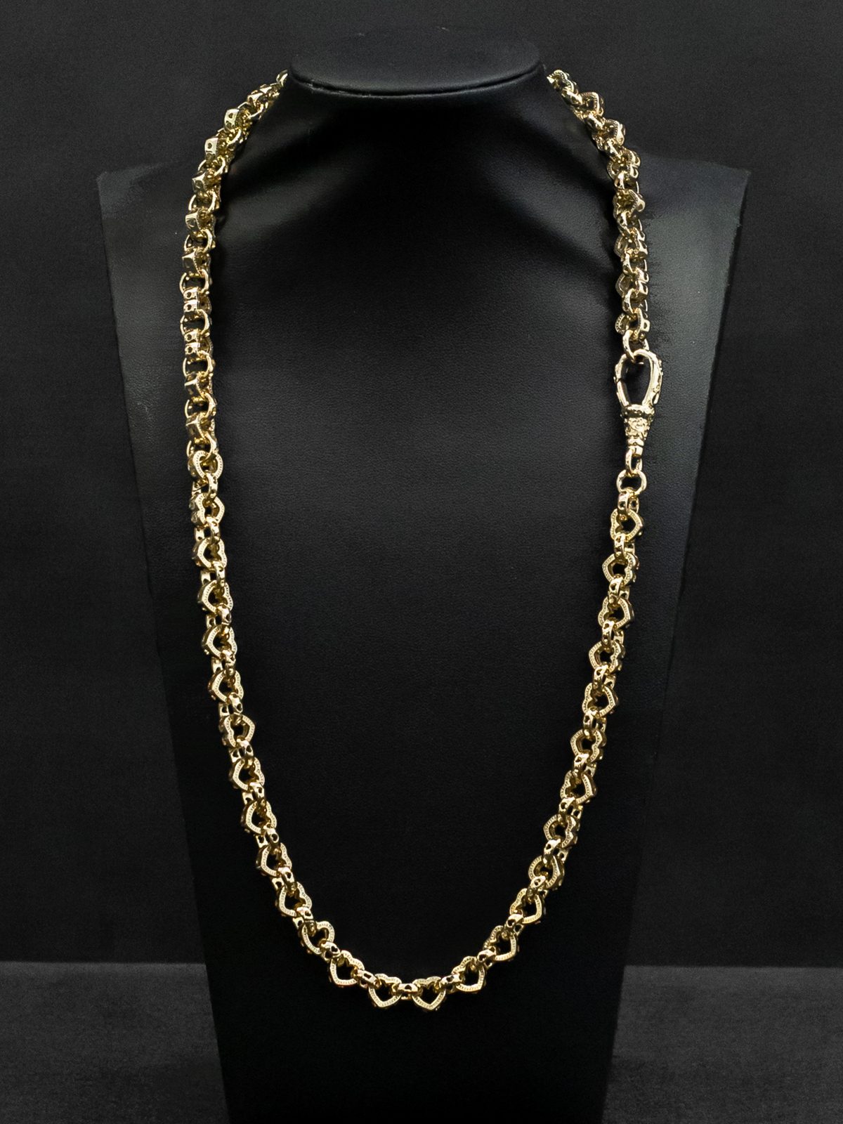 9ct Gold Filled Love Heart Belcher Chain 9mm