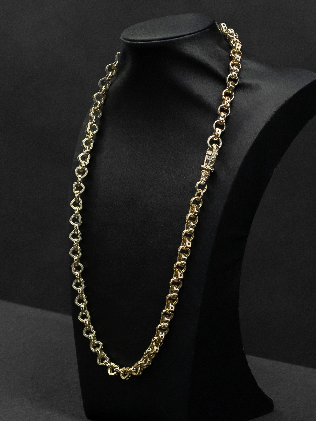 9ct Gold Filled Love Heart Belcher Chain 9mm