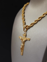 Gold Filled Crusifix Pendant On A 6mm Rope Chain