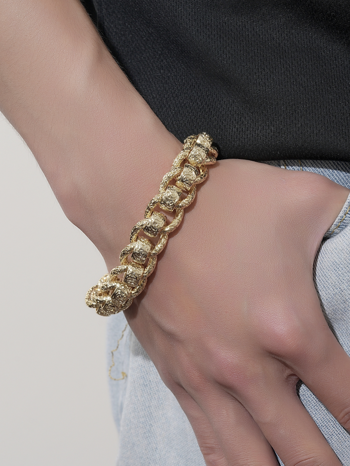 9ct Gold Filled Roller-Ball Belcher Bracelet 15mm