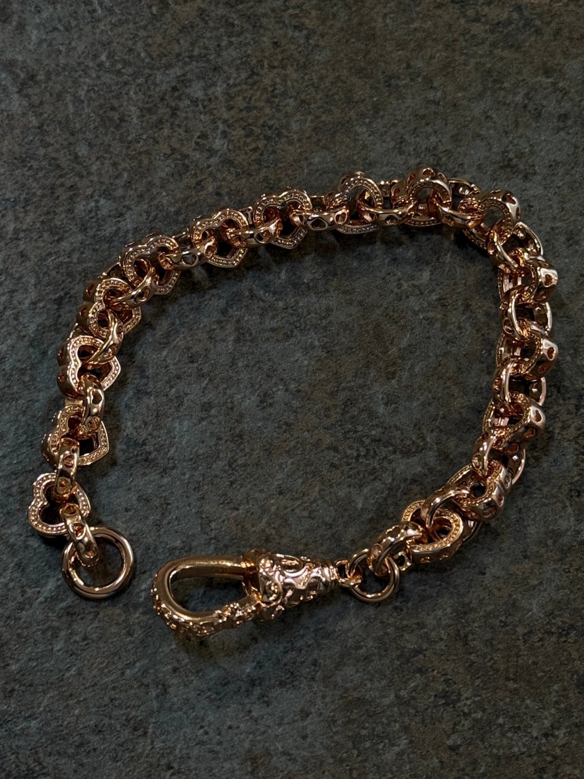 9ct Gold Filled Love Heart Belcher Bracelet 9mm