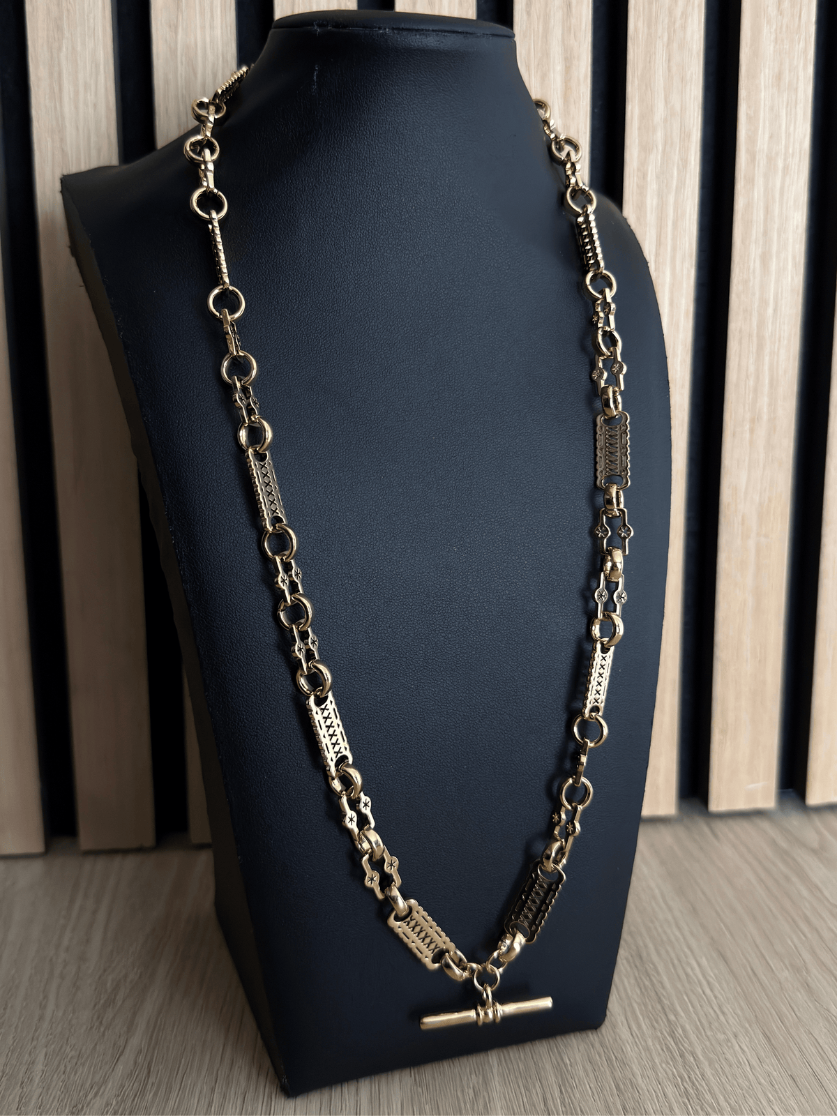 9ct Gold Filled Stars & Bars Necklace With T-Bar