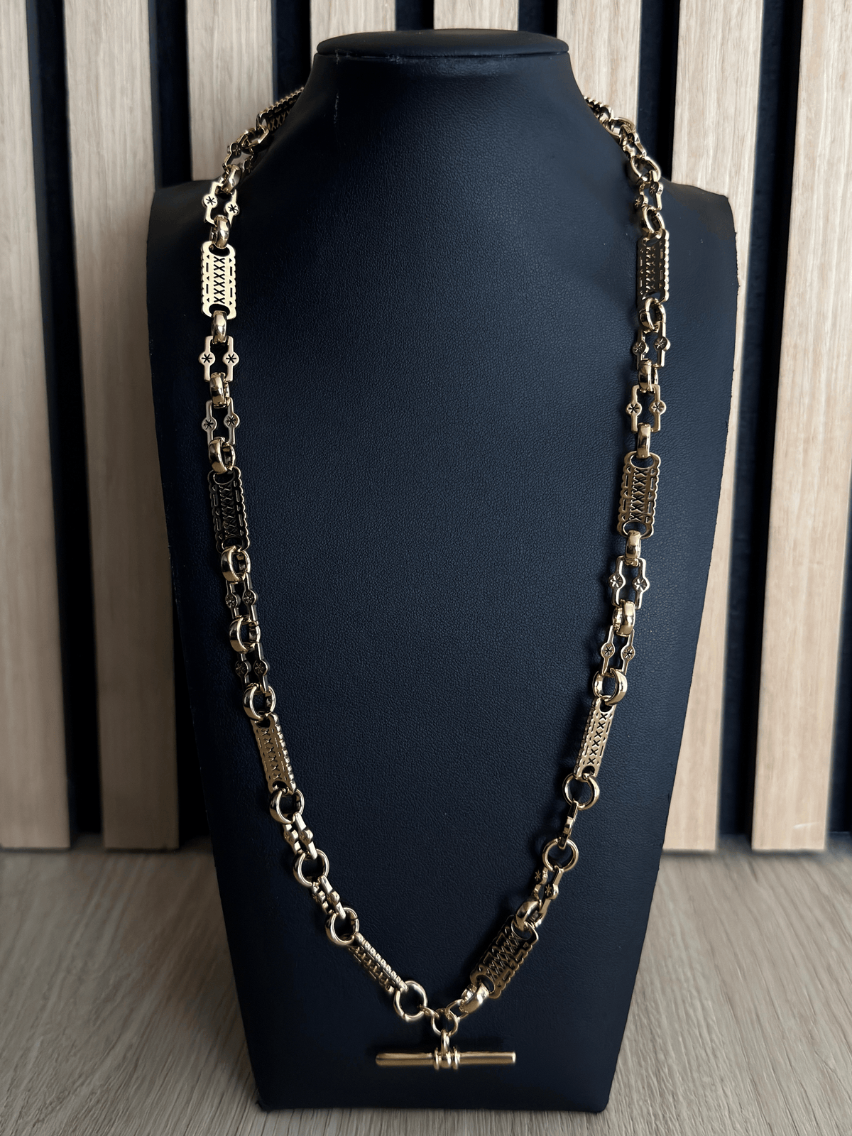 9ct Gold Filled Stars & Bars Necklace With T-Bar