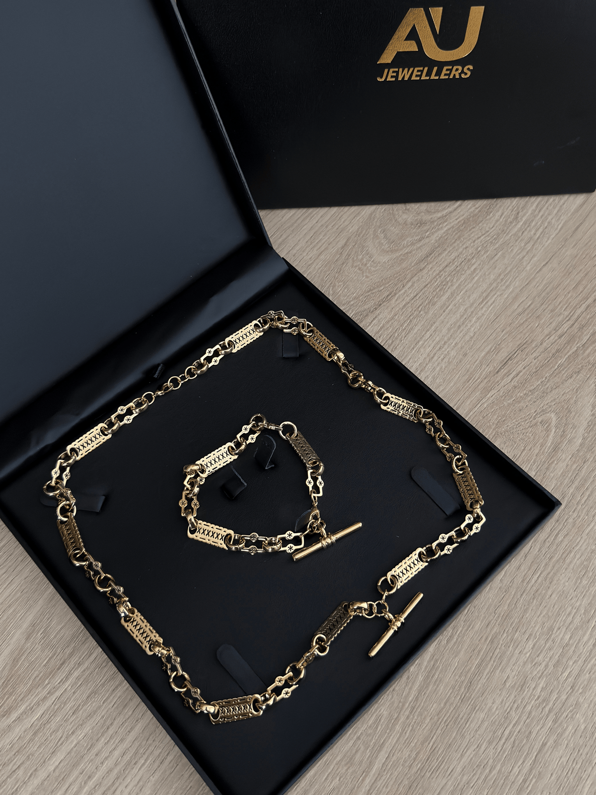 9ct Gold Filled Stars & Bars Set With T-Bar