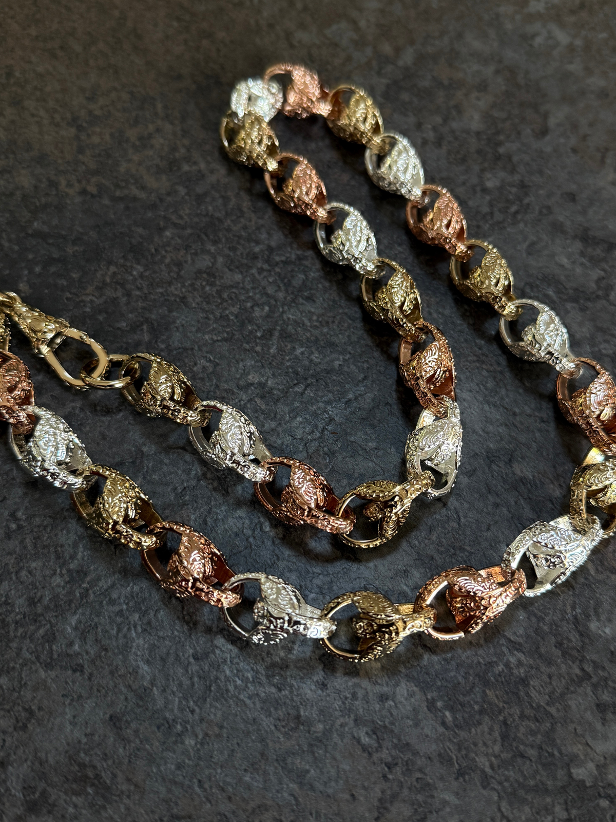 9ct Tri-Colour Gold Filled Tulip Chain 13mm