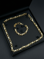 Yellow Gold Filled Diamond Gypsy Link Belcher Set 10mm