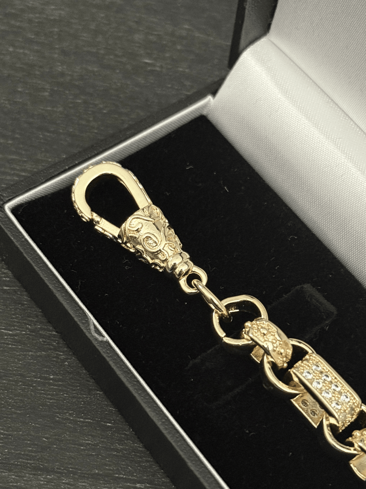 Yellow Gold Filled Diamond Gypsy Link Belcher Bracelet 10mm