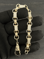 Yellow Gold Filled Diamond Gypsy Link Belcher Bracelet 10mm