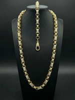 Yellow Gold Filled Diamond Gypsy Link Belcher Set 10mm