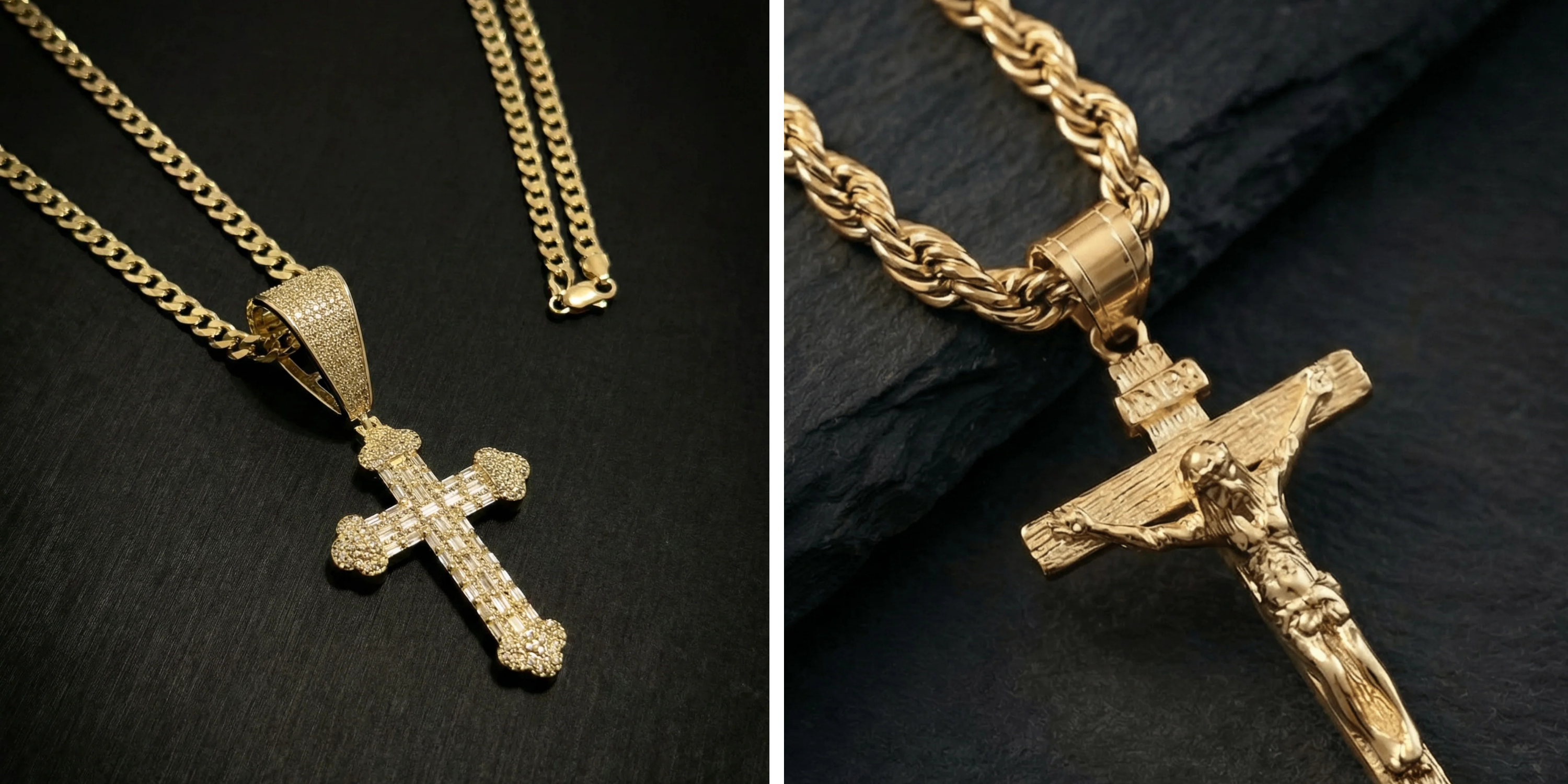 cross vs crucifix jewellery