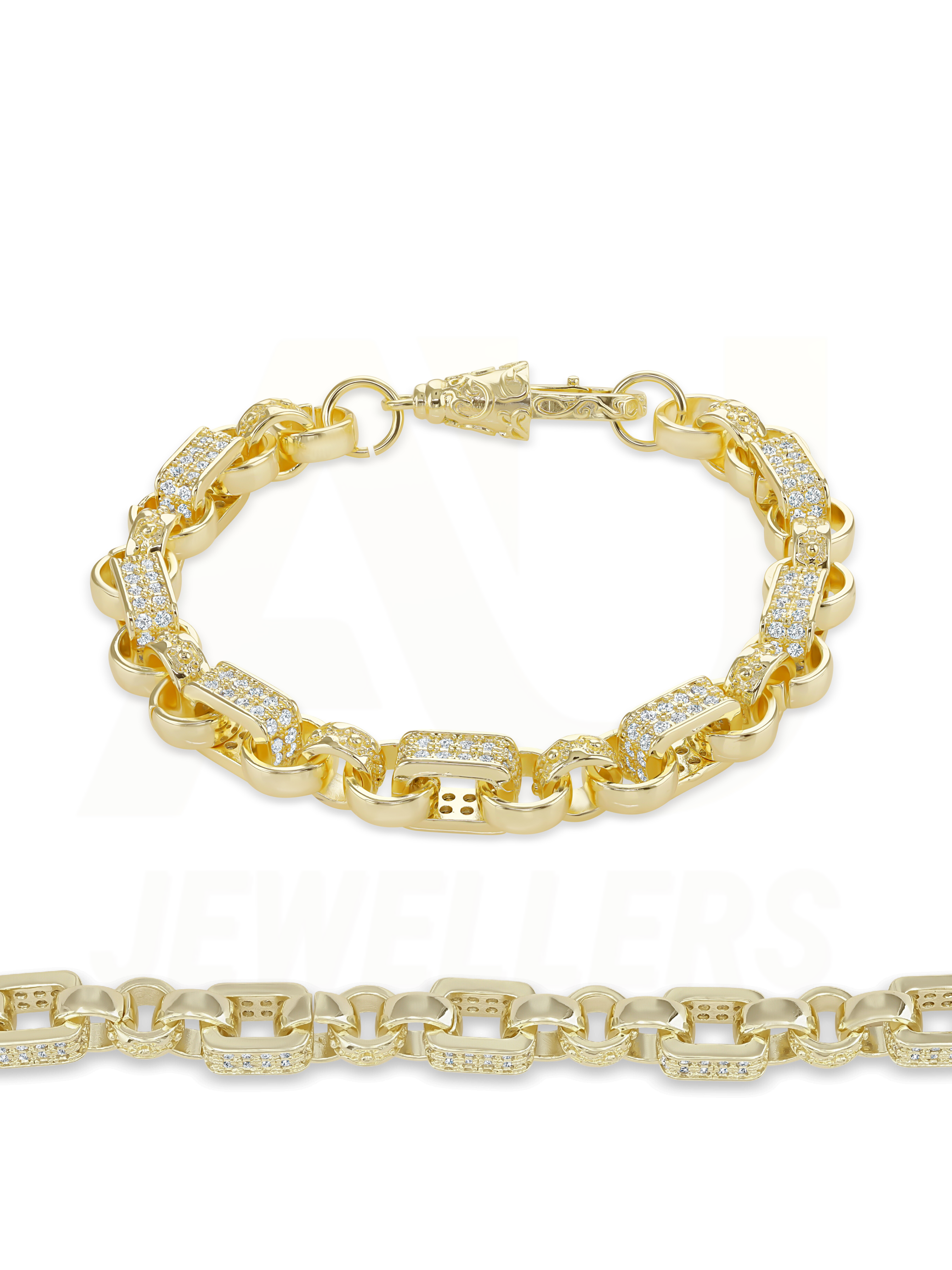 White Gold Filled Diamond Gypsy Link Bracelet 10mm