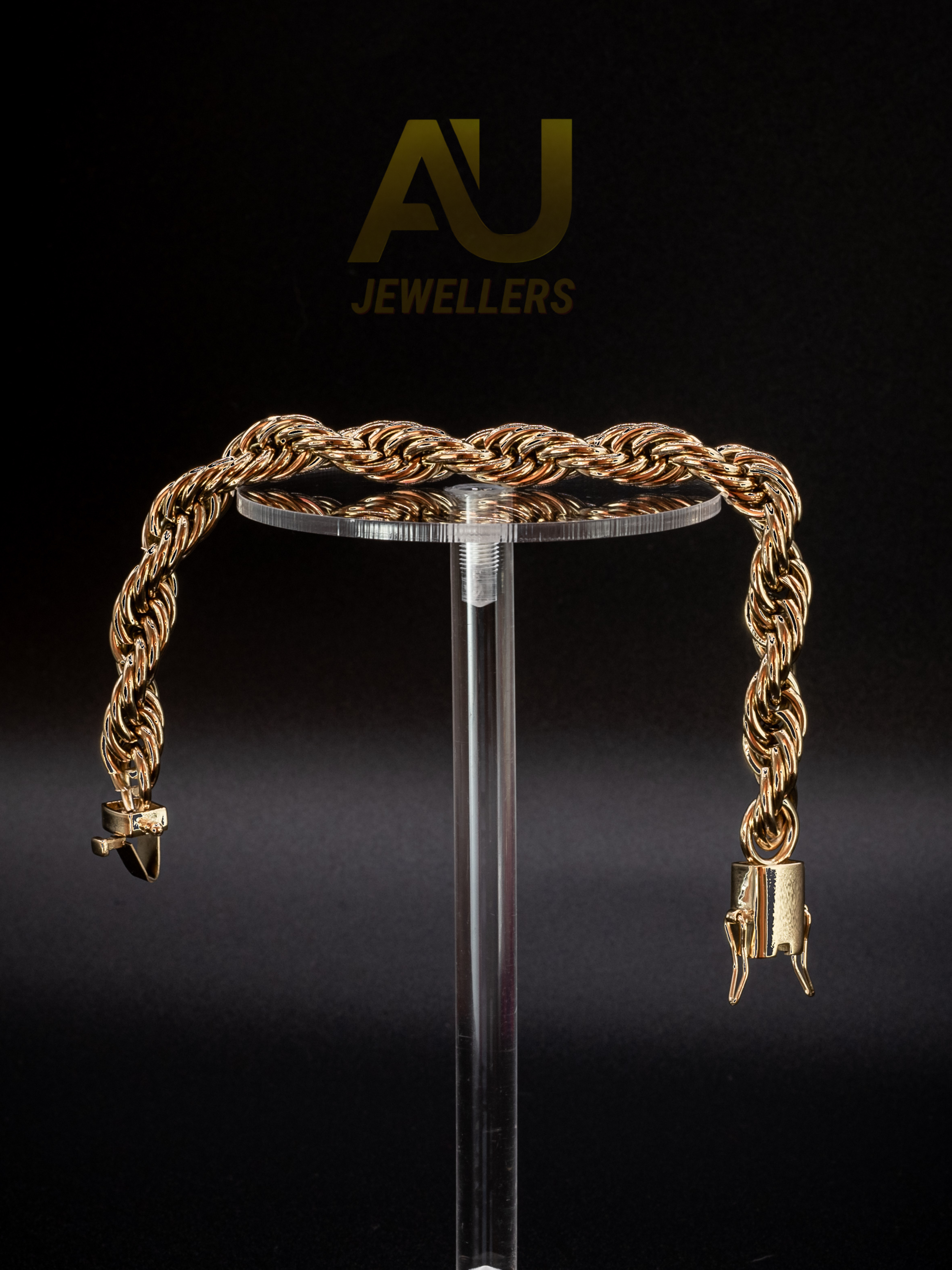 9ct Gold Filled Rope Bracelet With Cuban Clasp 10mm