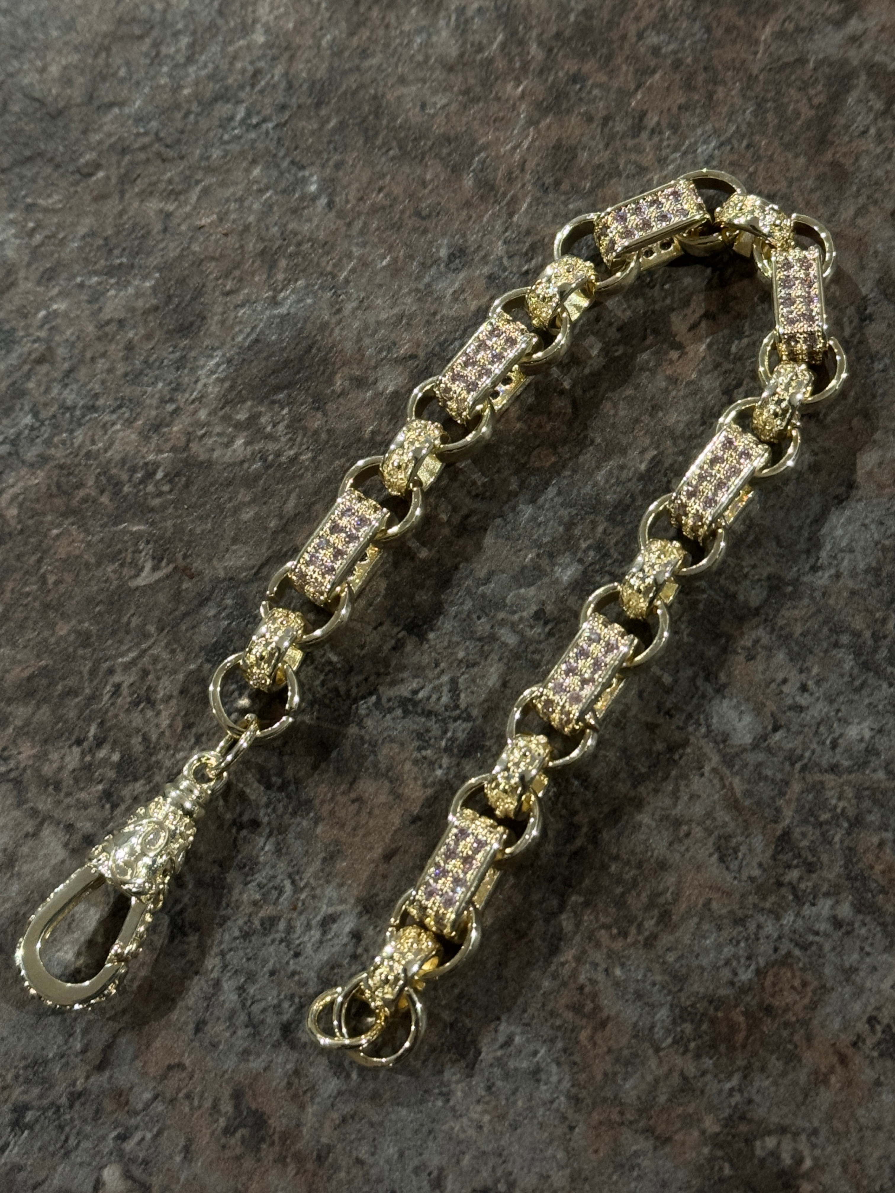 🎁 White Gold Filled Diamond Gypsy Link Belcher Bracelet 10mm (100% off)
