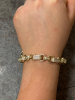 White Gold Filled Diamond Gypsy Link Belcher Bracelet 10mm