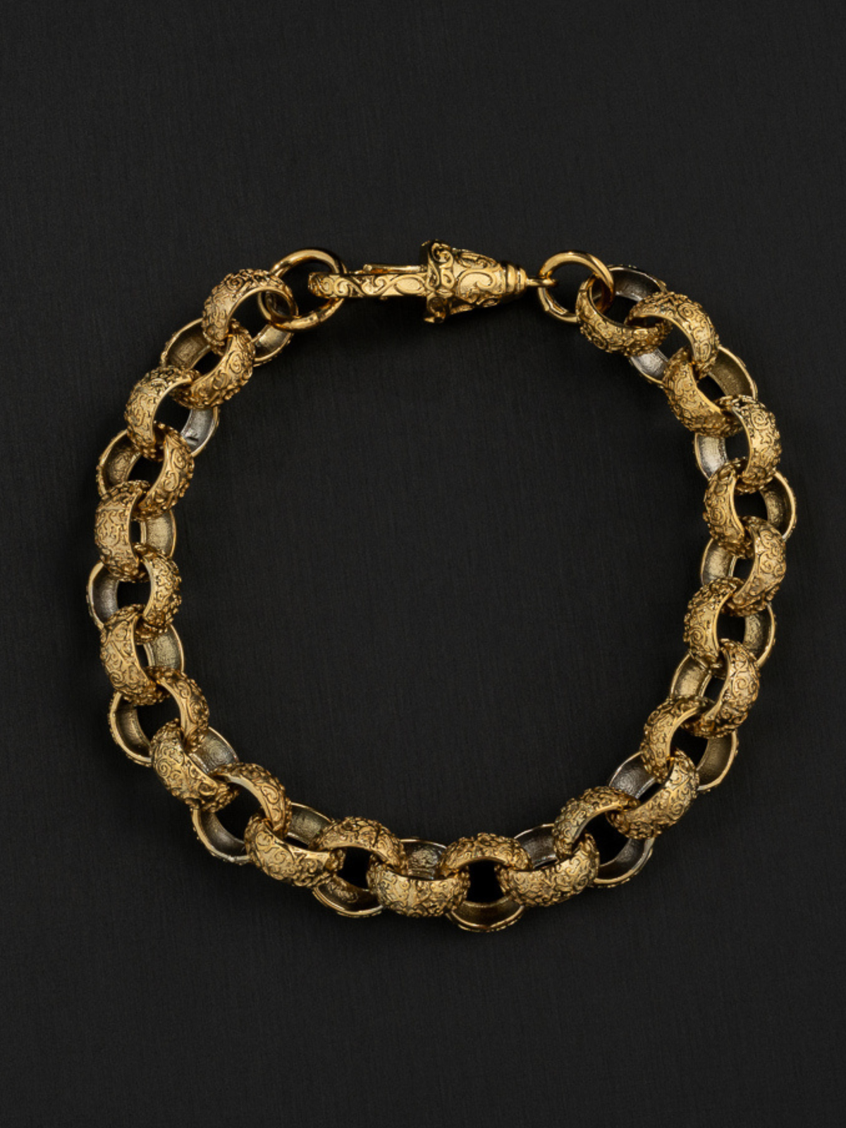 9ct Gold Filled Full Patterned Belcher Bracelet 12mm