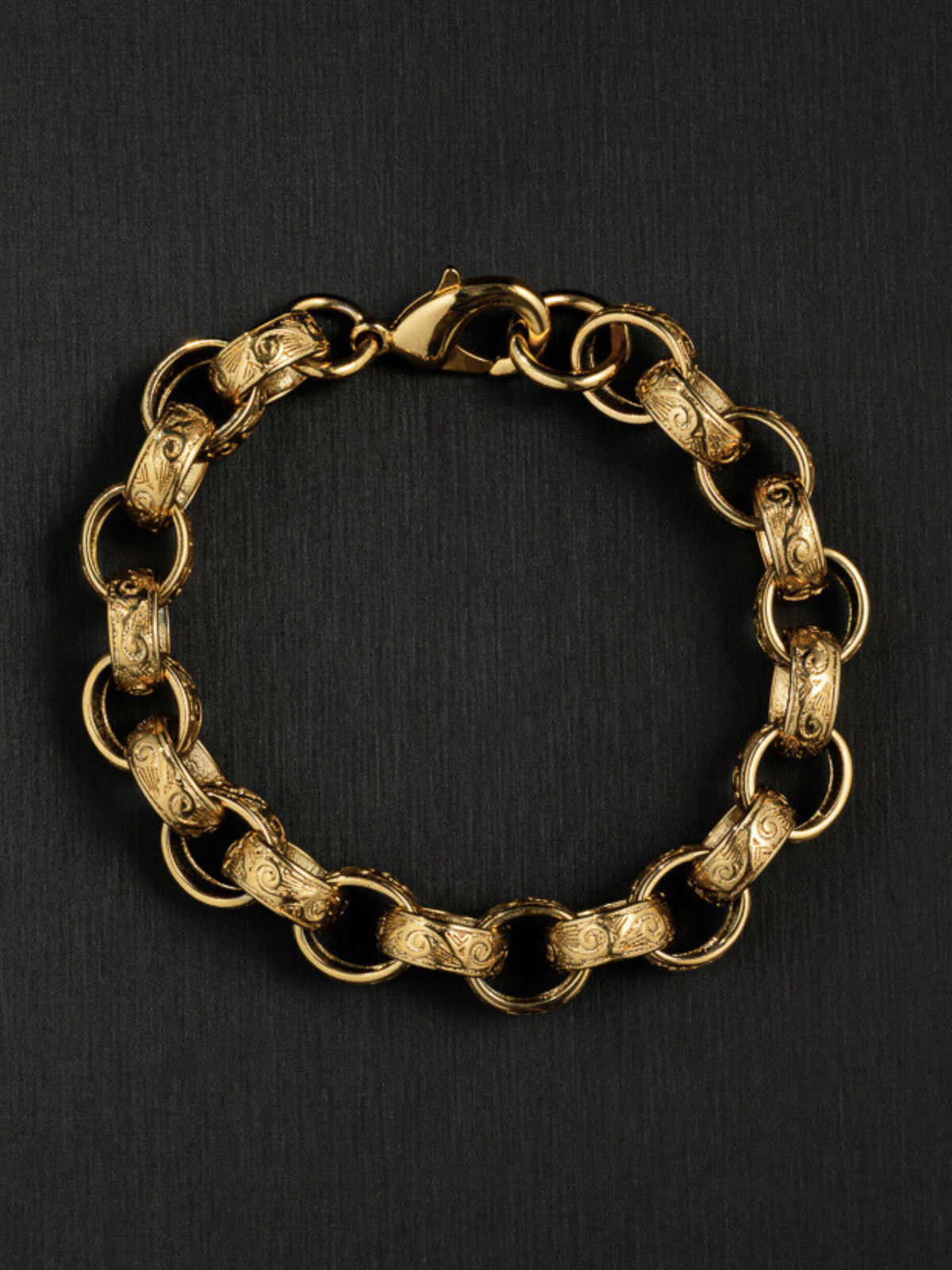 9ct Gold Filled Patterned Oval Belcher Bracelet 13mm