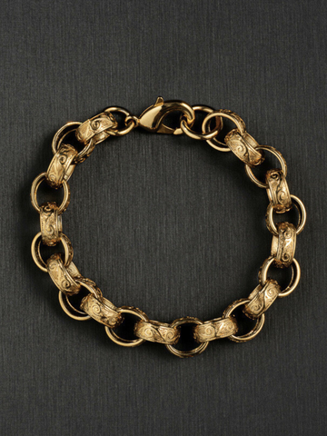 9ct Gold Filled Patterned Oval Belcher Bracelet 13mm