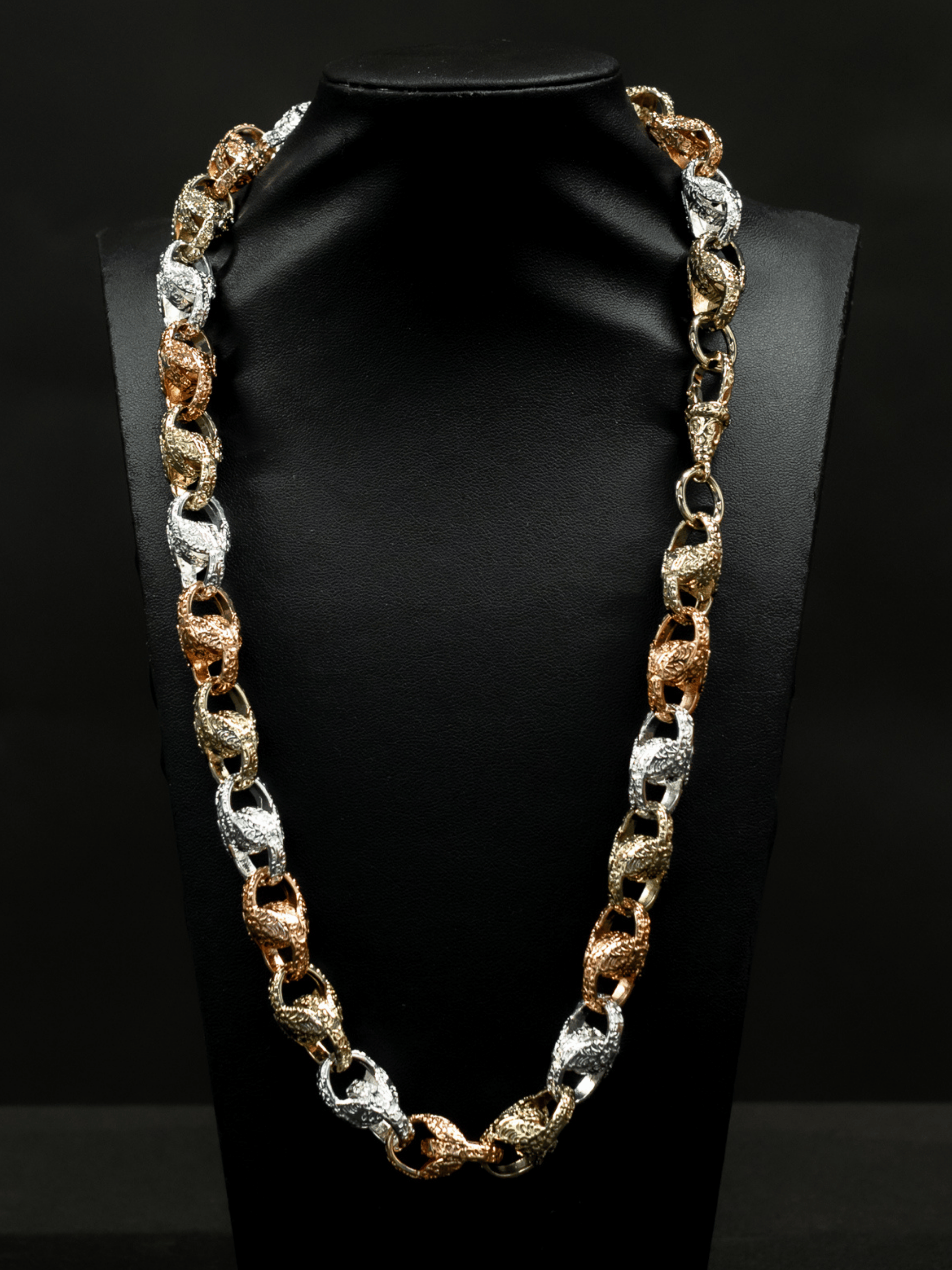 9ct Tri-Colour Gold Filled Tulip Chain 13mm