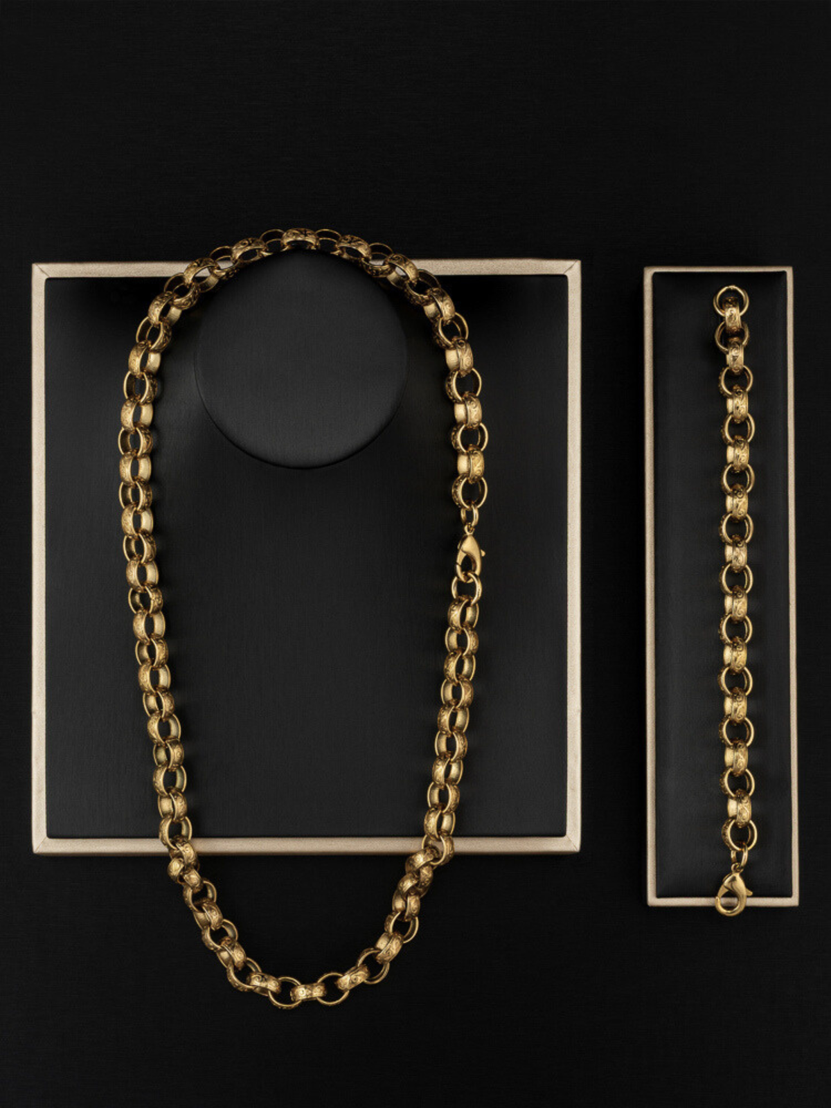 9ct Gold Filled Patterned Oval Belcher Set 13mm