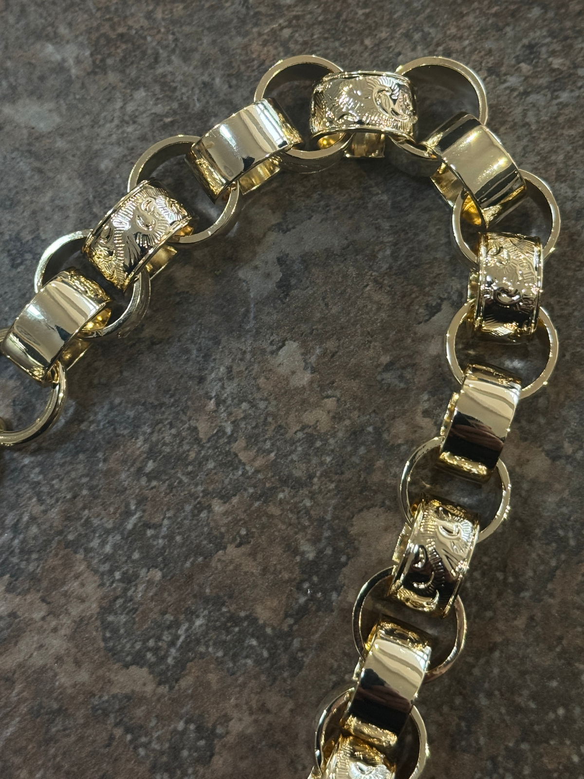 9ct Gold Filled Patterned Belcher Bracelet 14mm