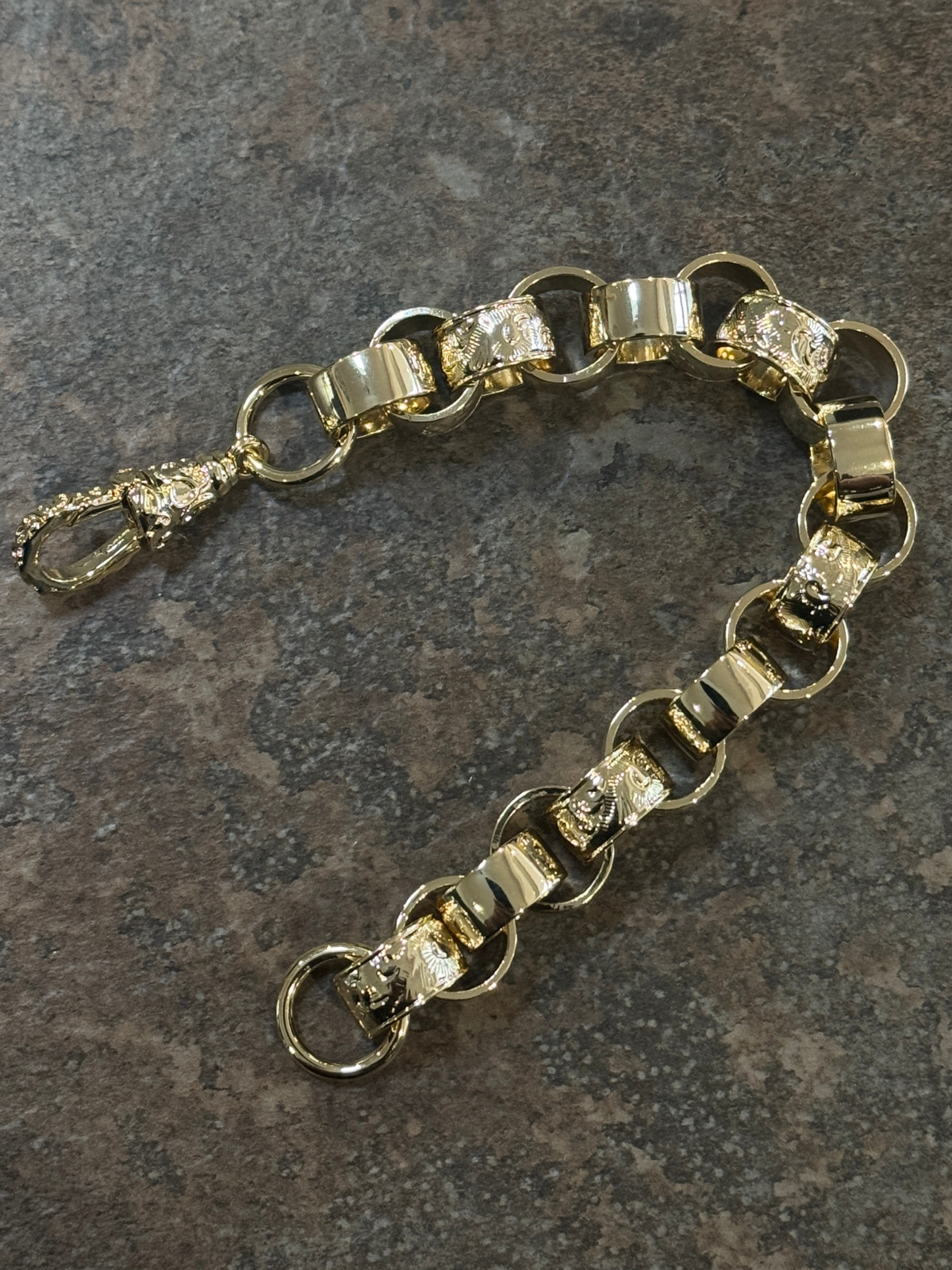 9ct Gold Filled Patterned Belcher Bracelet 14mm