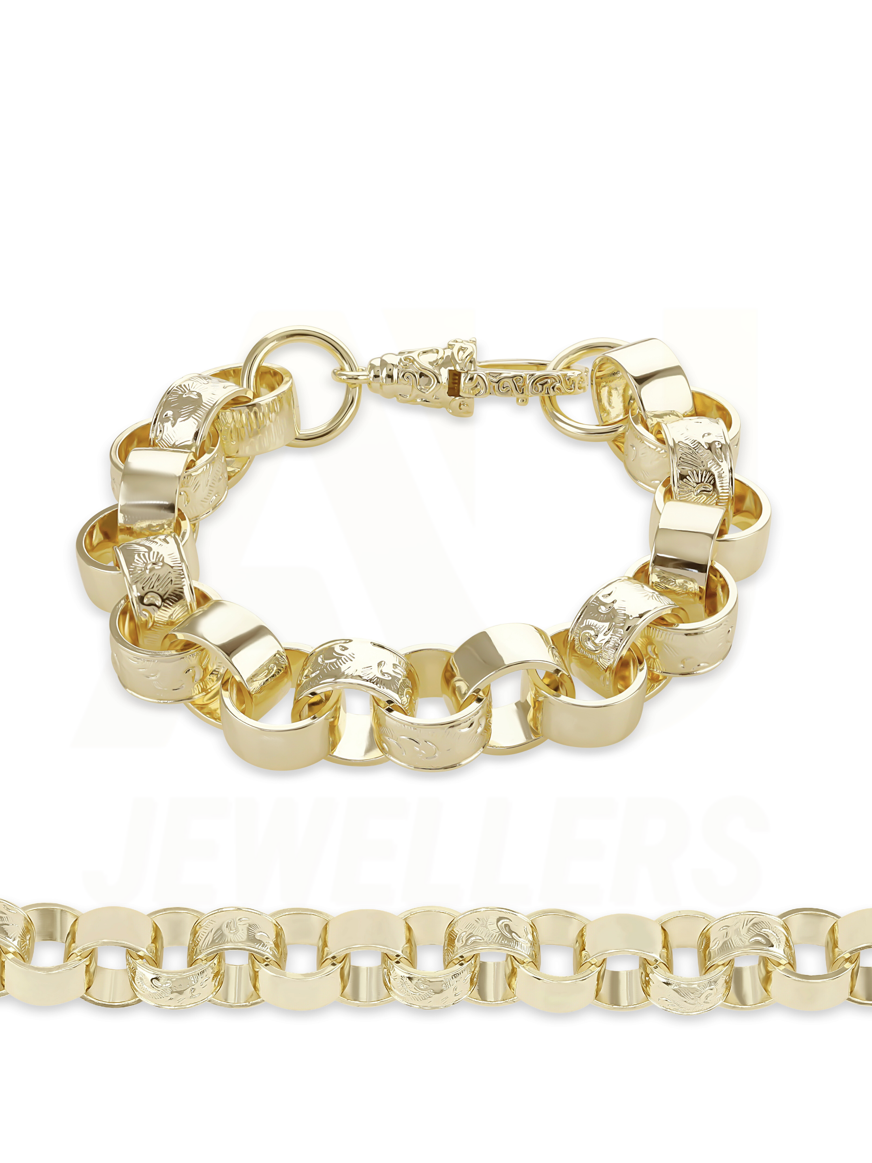 9ct Gold Filled Patterned Belcher Bracelet 14mm