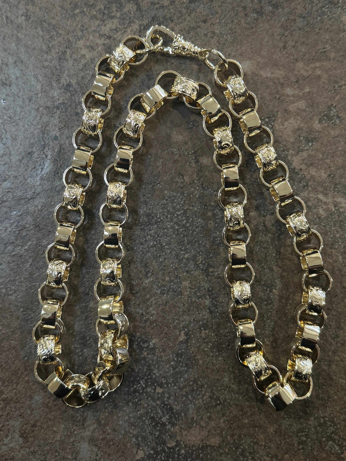 9ct Gold Filled Patterned Belcher Chain 14mm