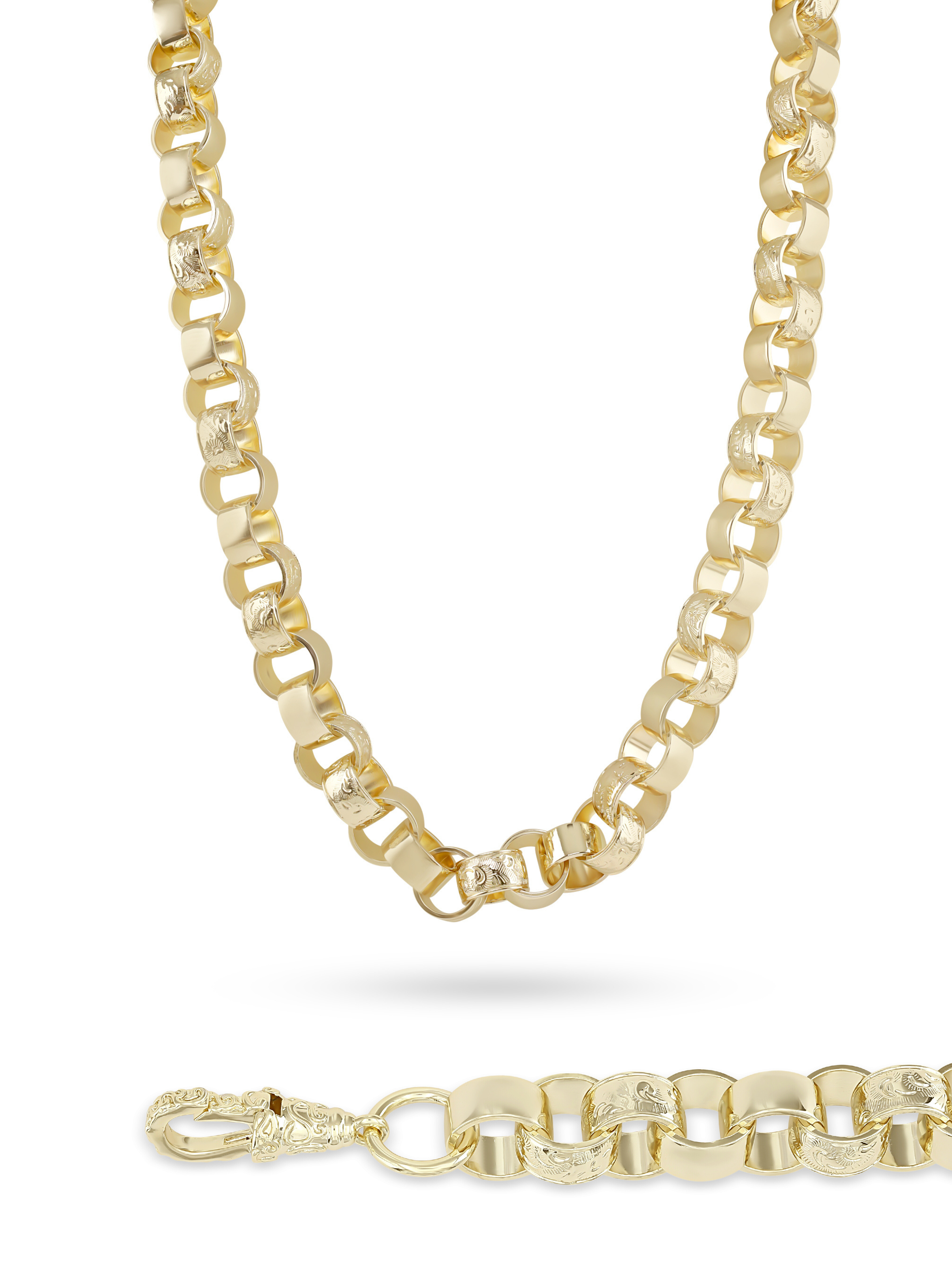 9ct Gold Filled Patterned Belcher Chain 14mm