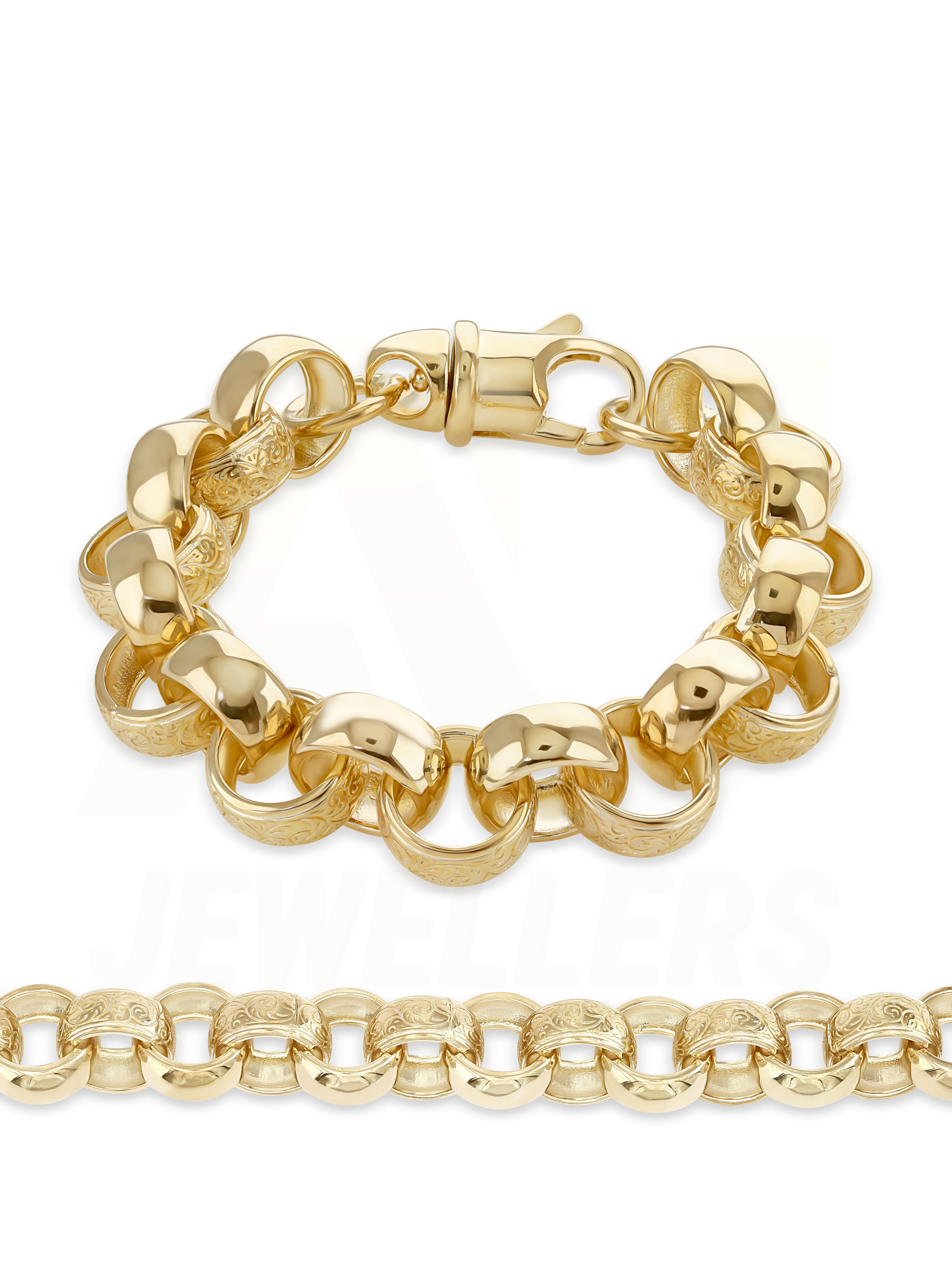 *NEW* 9ct Gold Filled Patterned Belcher Bracelet 15mm