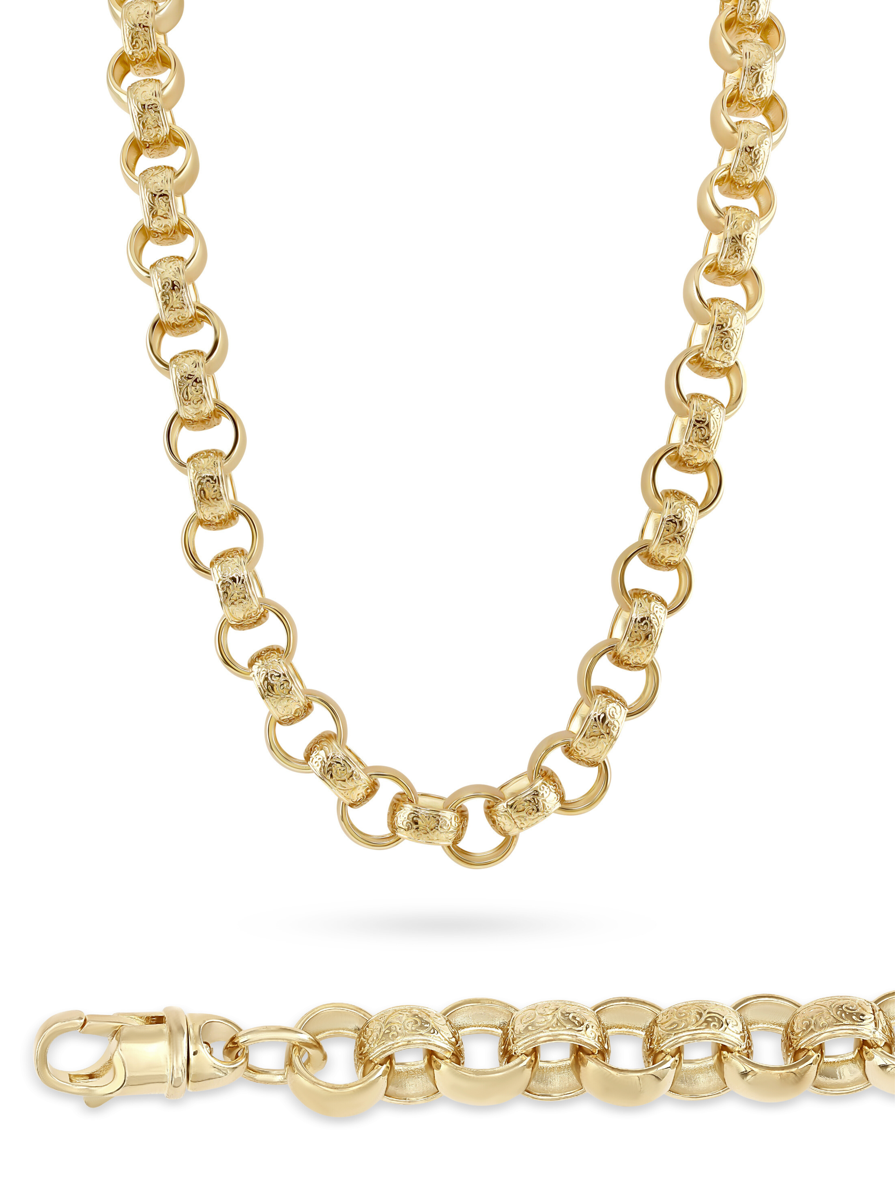 *NEW* 9ct Gold Filled Patterned Belcher Chain 15mm